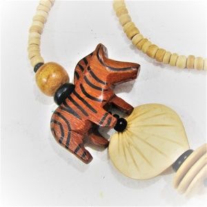 Zebra Wood Beads Necklace